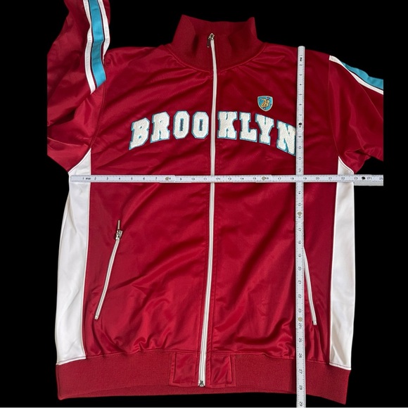 Brooklyn Express Red Track Jacket XL Full Zip Fleece Lined Y2K Retro Streetwear - Picture 4 of 6